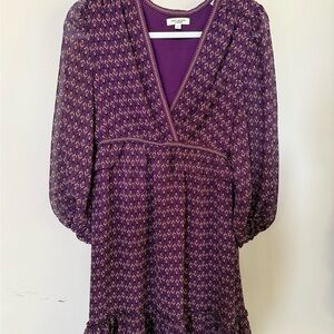 [L] Max Studio Purple Long Sleeve Dress